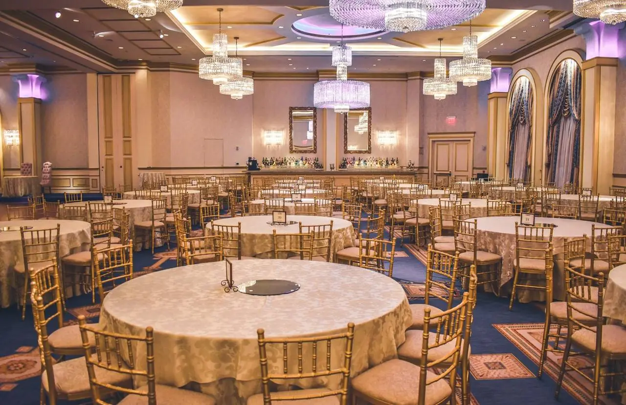 Chandelier-lit banquet hall ready for opening night