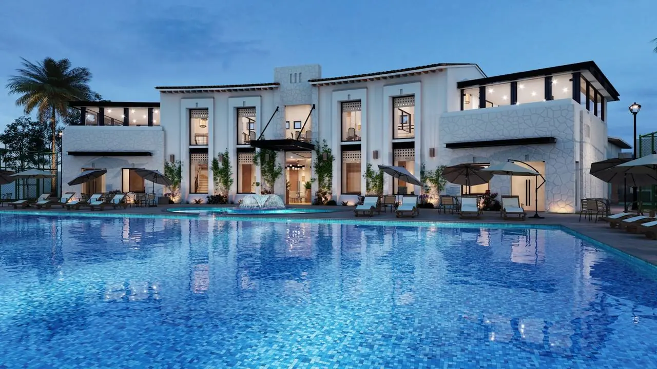 Luxury resort at dusk